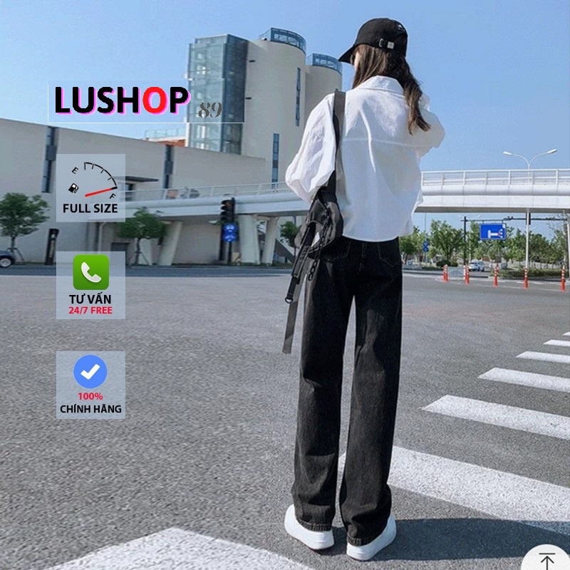 Quần jean bò ống rộng quần jean bò ống suông jeans nữ lưng cao cạp cao quần nữ đẹp hot QT27 lushop89 | BigBuy360 - bigbuy360.vn