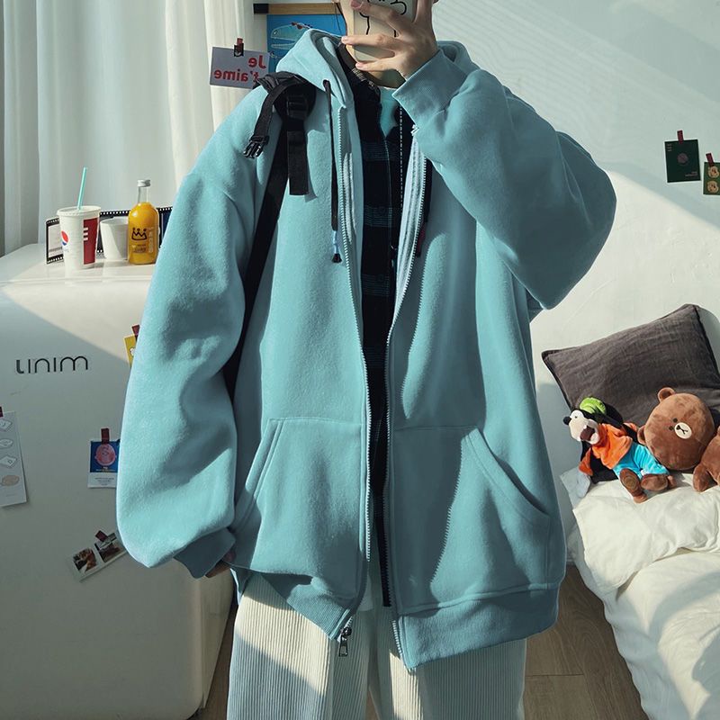 Áo Khoác cardigan Có Nón Bằng Vải Nhung Dày Dặn Thời Trang Thu Đông 2021