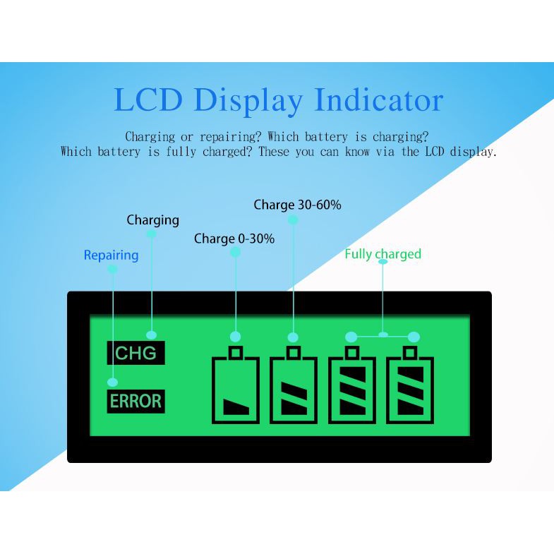 Sạc pin tự ngắt khi đầy C905W màn hình LCD cho pin sạc AA, AAA pin lắp mic không dây, pin đũa