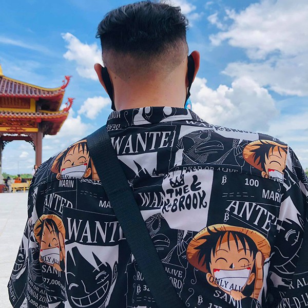 Áo Sơ Mi Monkey D. Luffy Đen Ngắn Tay Form Rộng Unisex Nam Nữ Vải Lụa | BigBuy360 - bigbuy360.vn