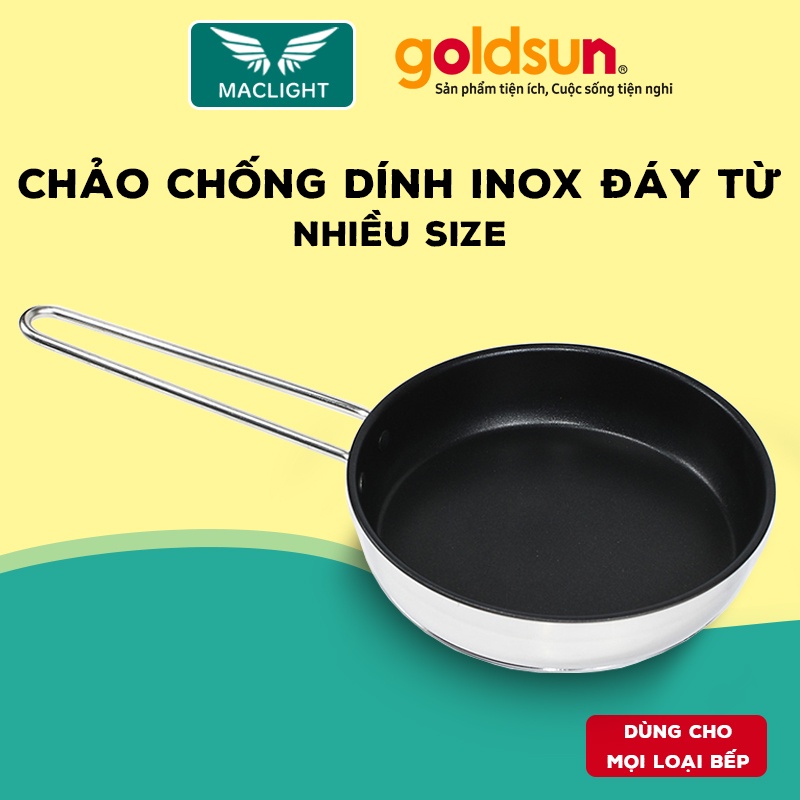 Chảo rán inox chống dính Goldsun GPA1401 đáy từ 3 lớp | Maclight