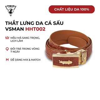Thắt Lưng Nam Da Cá Sấu Trơn VSMAN 100% Da Thật Cấp Dây Nịt Nam Trơn Da Cá Sấu Nam Tính Trẻ Trung Hiện Đại - HHT002