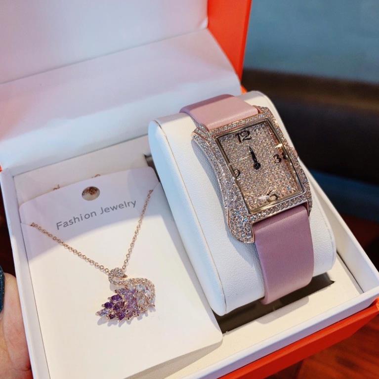 Set đồng hồ Davena nữ tặng kèm dây chuyền thiên nga