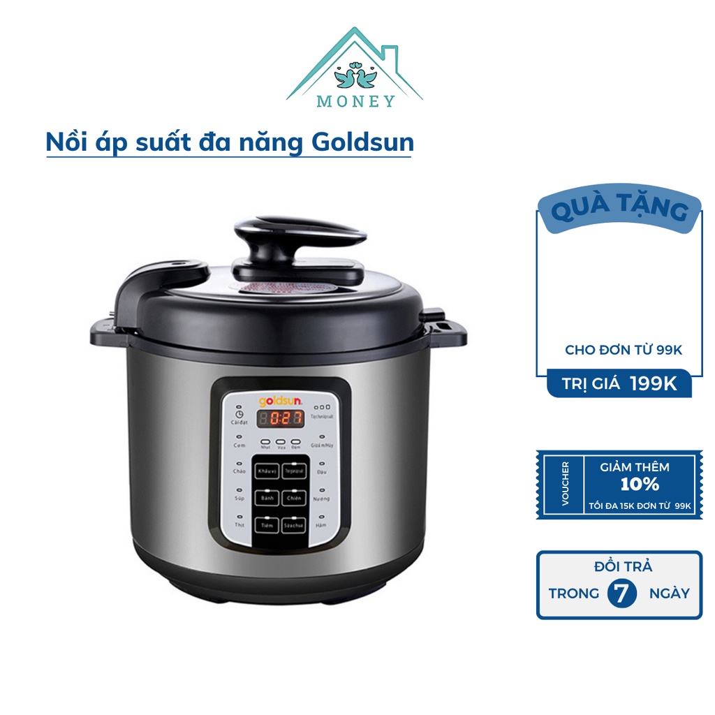 Nồi áp suất đa năng Goldsun 6L, Nồi hầm điện CD4701 - Nồi áp suất nấu cơm, hầm xương, hầm cháo - GIA DỤNG MONEY