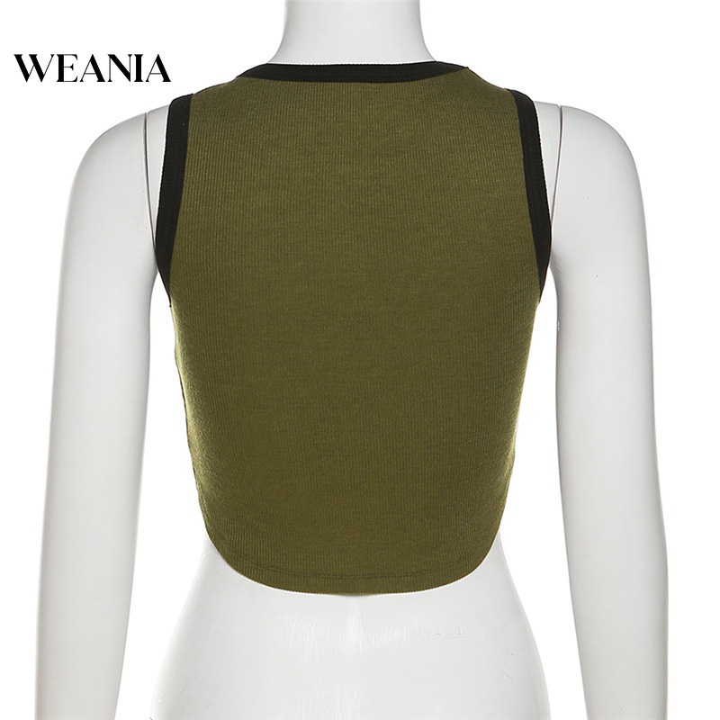 Áo Tank Top Cổ Tròn Thêu Chữ Thiết Kế Quyến Rũ Cho Nữ