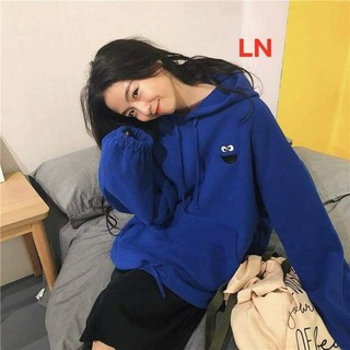Áo hoodie nỉ dài tay nữ hạo tiết mắt miệng