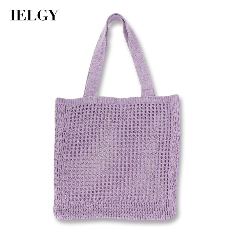 IELGY Túi Đeo Vai Bằng Vải Dệt Kim Thiết Kế Rỗng Thời Trang Cho Nữ