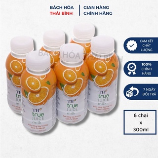 Lốc 6 Chai Sữa trái cây TH True Juice Milk Hương dâu/cam 300ml/ chai