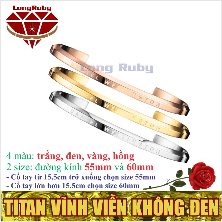 Vòng Tay Cuff DW TITAN màu Hồng, Trắng, Vàng | Lắc Vòng Tay Cặp Đôi Nam Nữ