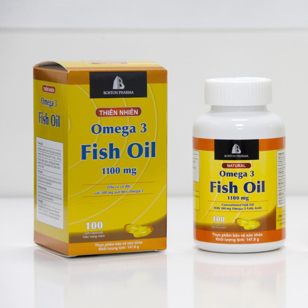 Dầu Cá Omega3 Fish Oil 1100mg Thiên Nhiên Bổ Não Tăng Cường Thị Lực Đẹp Da Chai 100 Viên Nang Mềm