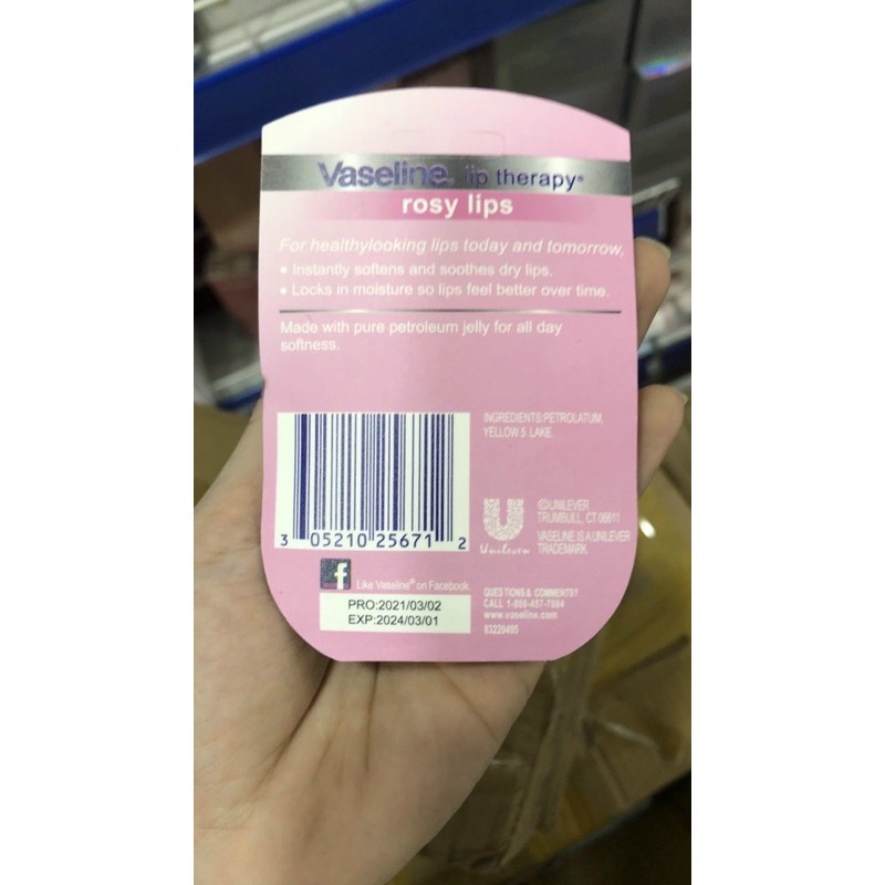 Dưỡng Môi Vaseline 7g Trắng Hồng Dưỡng Môi Hồng Hào Căng Mọng