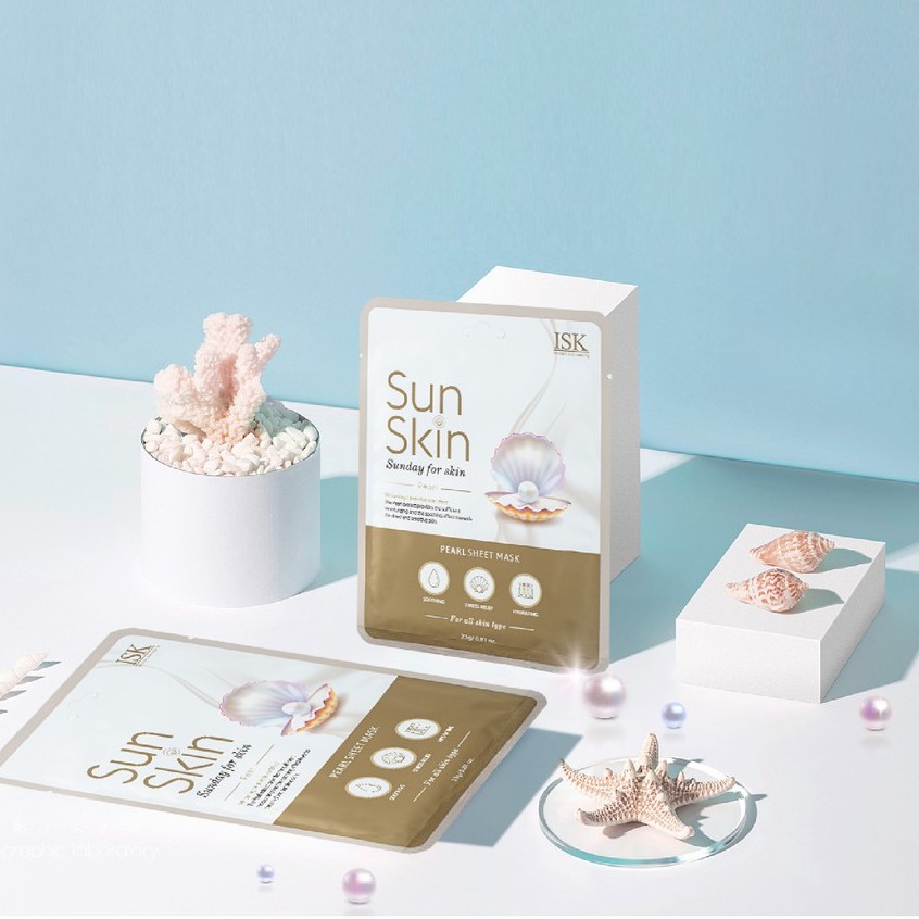 Combo 10 Mặt Nạ Giấy ISK Sunskin Pearl Sheet Mask Cung Cấp Collagen, Tăng Độ Đàn Hồi Cho Da