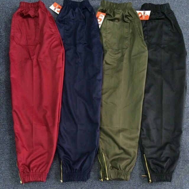 Quần Jogger kaki dây kéo chân nam nữ