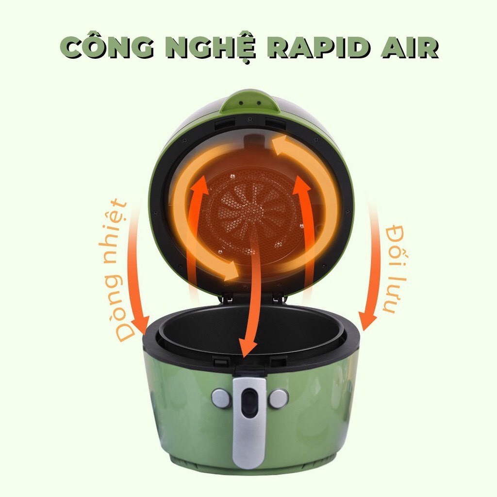 NỒI CHIÊN KHÔNG DẦU NINE SHIELD 8 LÍT CÓ TAY ĐẢO THỨC ĂN TỰ ĐỘNG
