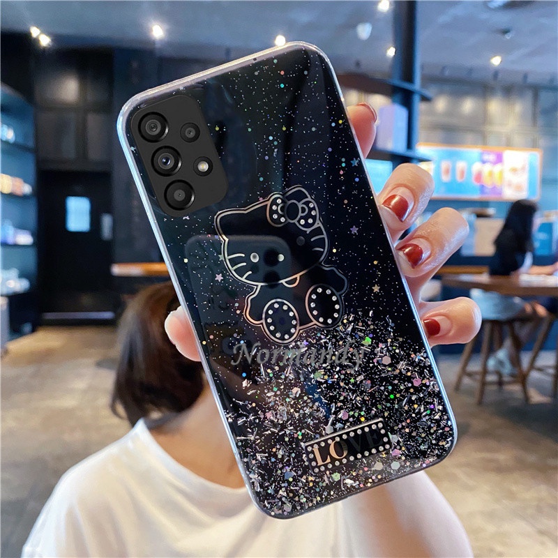 Ốp Điện Thoại TPU Silicon Mềm Hình Hello Kitty Đính Sequin Lấp Lánh 2022 Cho Samsung Galaxy A73 A53 A33 A23 A23 LTE A13 M33 M23 5G 4G