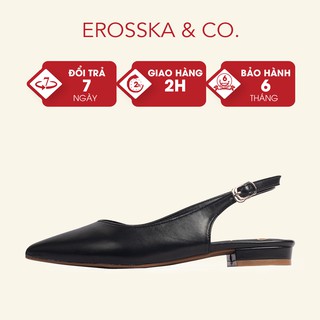 Giày cao gót Erosska mũi nhọn phối dây hở gót cao 2cm màu đen _ EL001