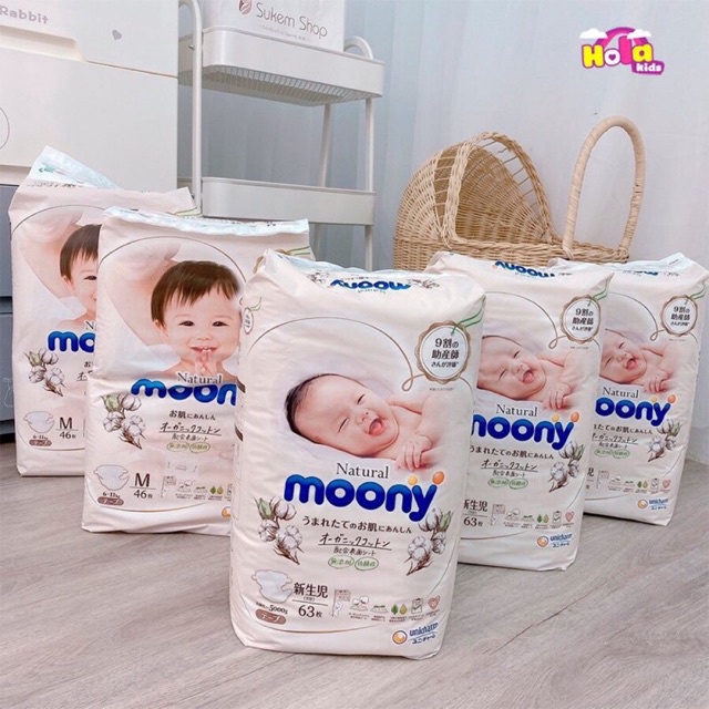 Bỉm Moony Natural nội địa chính hãng full size bỉm dán/quần cho bé từ 0M+ NB63/S58/M48/L38/XL32-BaByC