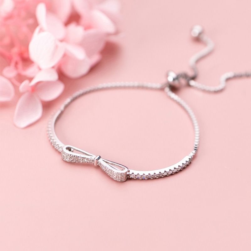 Vòng tay bạc S925 - Lắc tay nữ bạc Ý nơ nhỏ Small Box dễ thương, thanh lịch ZAZA accessories