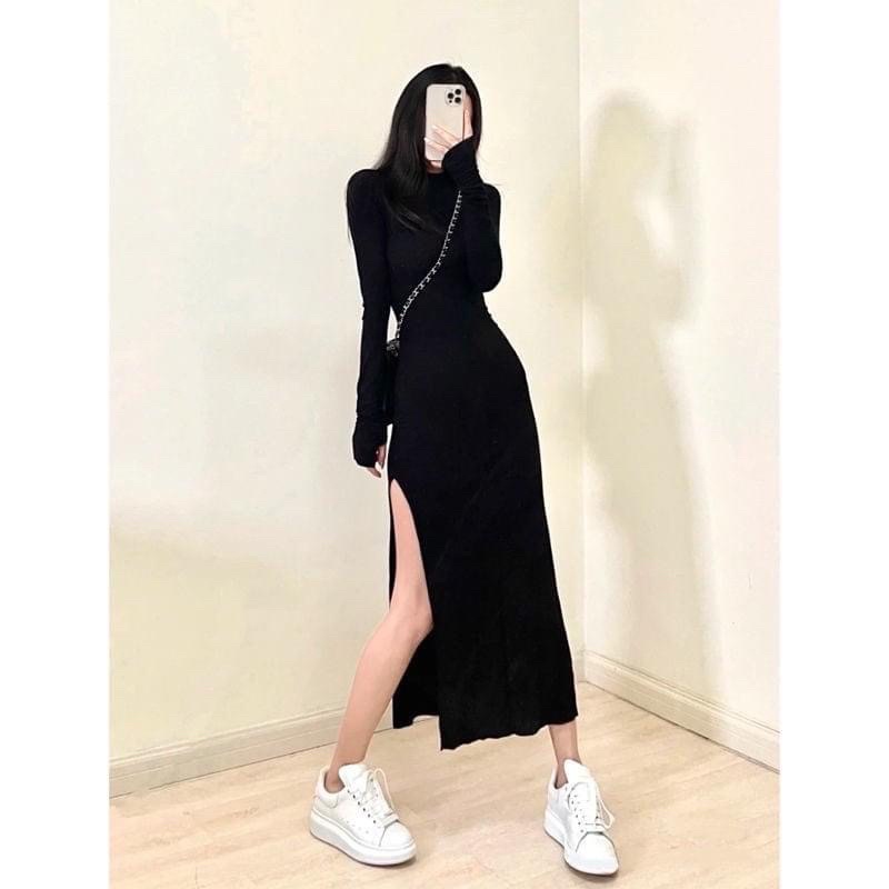 Đầm body tay dài siêu xinh, đầm ôm sẻ đùi, váy body thun tăm