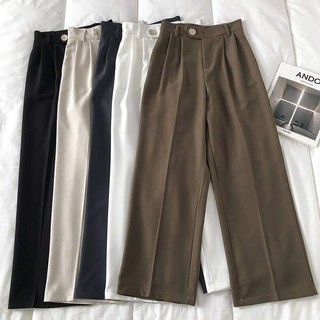 Quần baggy tây ống suông nút lệch