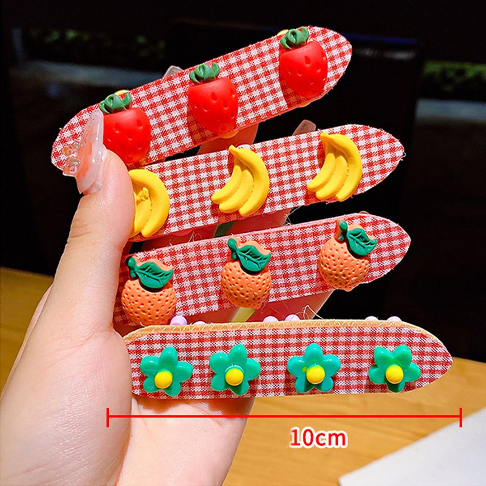 Kẹp Tóc Mái Dạng Dán Họa Tiết Hoa / Thỏ / Kẻ Sọc Nhiều Màu Có Thể Gấp Gọn Cho Bé Gái