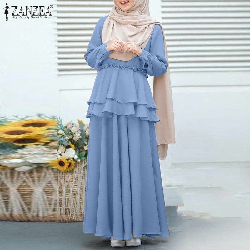 ZANZEA Set Áo Thun Ngắn Tay Cổ Tròn + Chân Váy Xòe Chữ A Thời Trang Nữ