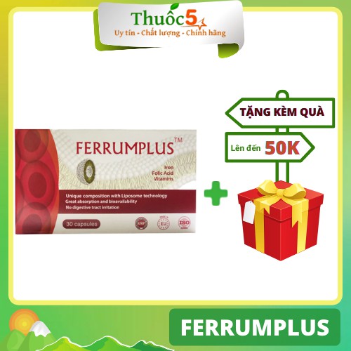 [GIÁ GỐC] Ferrumplus bổ sung sắt cho người thiếu máu Hộp 30 viên