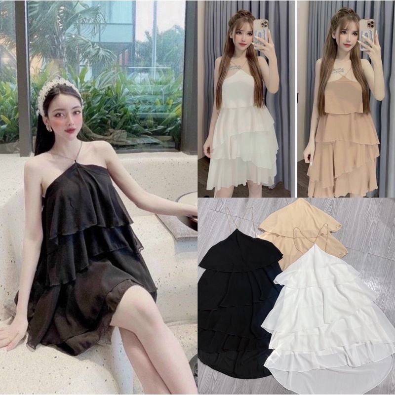 Đầm voan yếm dây xích-dưới 52kg-crotshop