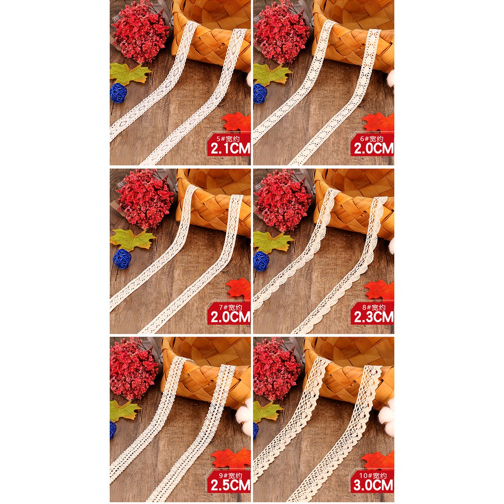 Cuộn Chỉ cotton Ren Lỗ Dài 5M Dùng Làm Đồ Thủ Công diy