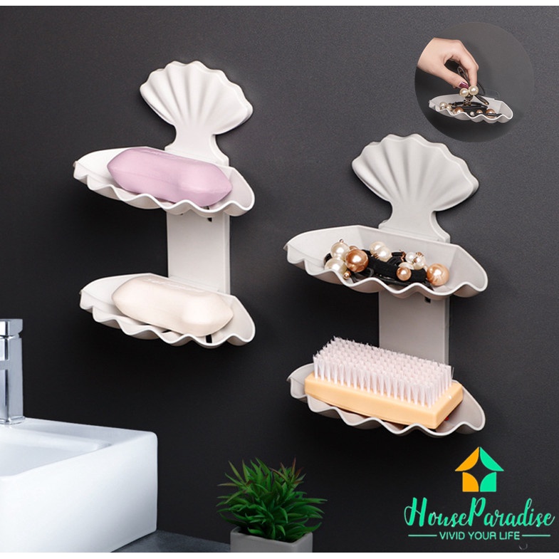 Giá Đỡ Xà Phòng Gắn Tường Thiết Kế Hai Ngăn Tiện Dụng Cho Phòng Tắm