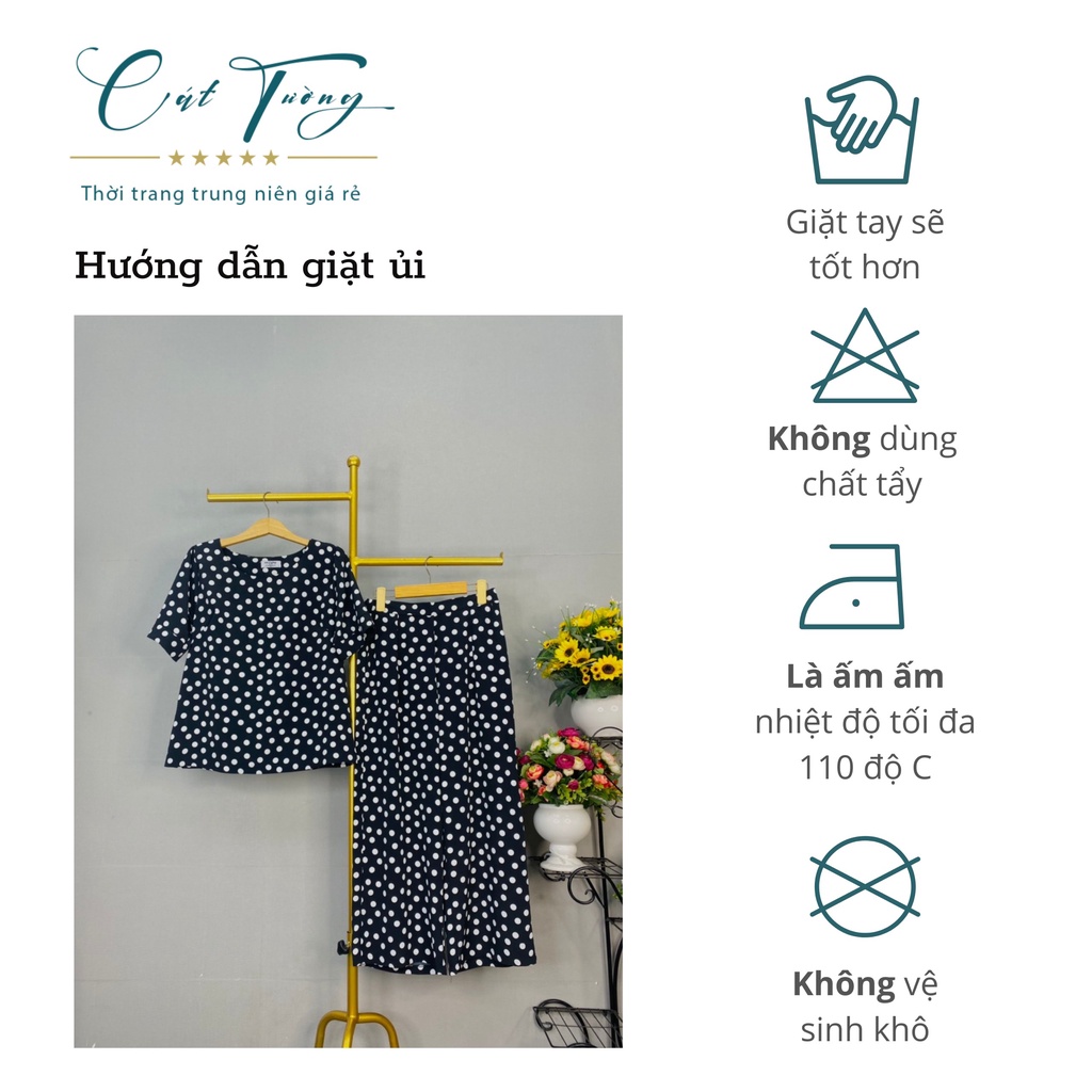 Đồ bộ trung niên cho mẹ cho bà chất vải cao cấp mịn mát, trẻ trung &amp; lịch sự - Bộ bi đen