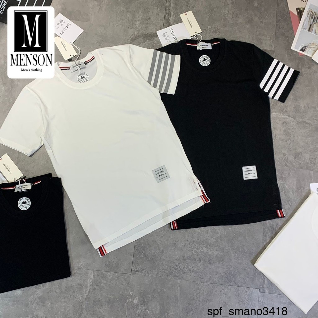 ⭐️SIÊU PHẨM⭐️Áo Phông Nam THOM Cổ Tròn Kẻ Sọc Ngang Ở Tay Áo - Áo Thun Nam chất mát ngắn tay cao cấp MENSON M6016 | BigBuy360 - bigbuy360.vn