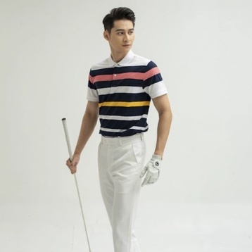 Áo thun polo nam Aristino APSG05S1 phông ngắn tay có cổ bẻ dáng Golf fit phối màu kẻ ngang vải cotton cao cấp mềm mát