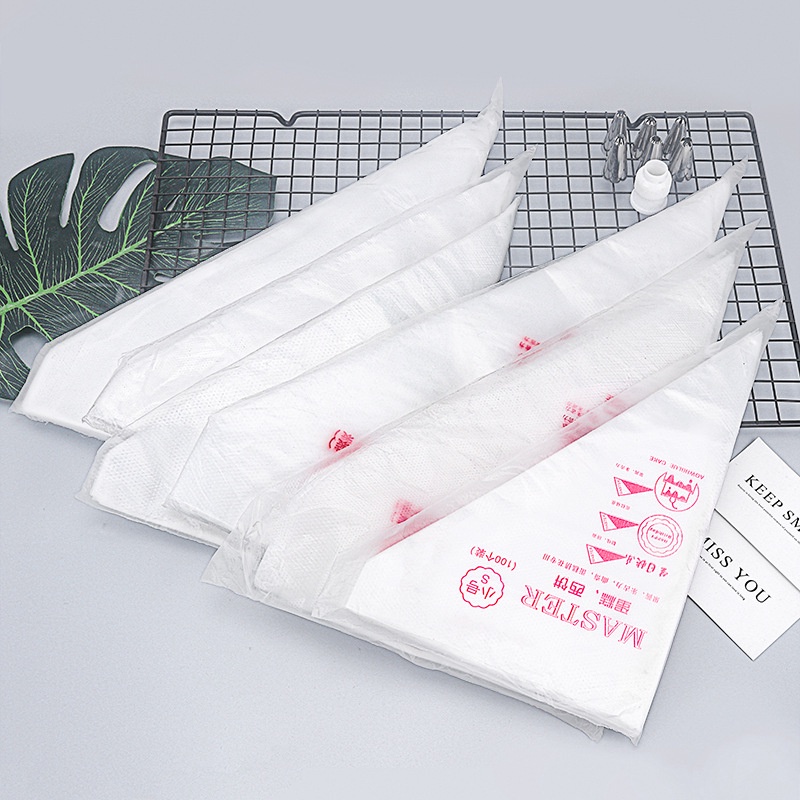 Túi Bắt Kem Nilong Trang Trí dụng cụ Làm Bánh Kem Sinh Nhật Bông Lan Set 100 Chiếc - TBK100P