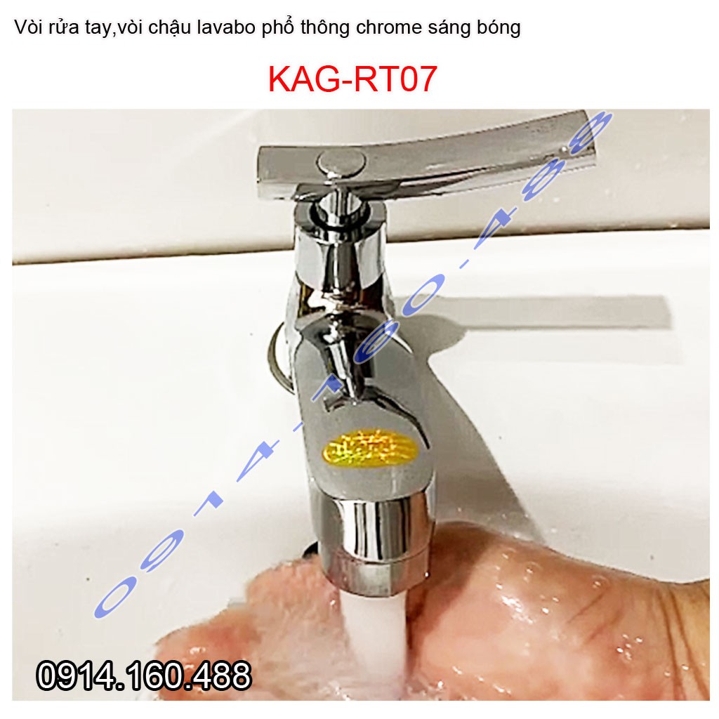 Vòi lavabo lạnh KAG-RT07, vòi chậu rửa mặt tay Kong gạt chome bóng nước mạnh sử dụng tốt siêu bền