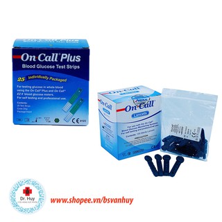 Que thử đường huyết ACON On Call Plus hộp 25 test rời + Kim chích mẫu On Call hộp 100 cây