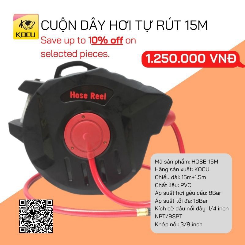 Cuộn dây hơi tự rút cao cấp 10M,15M,20M,30M HOSE KC-10M