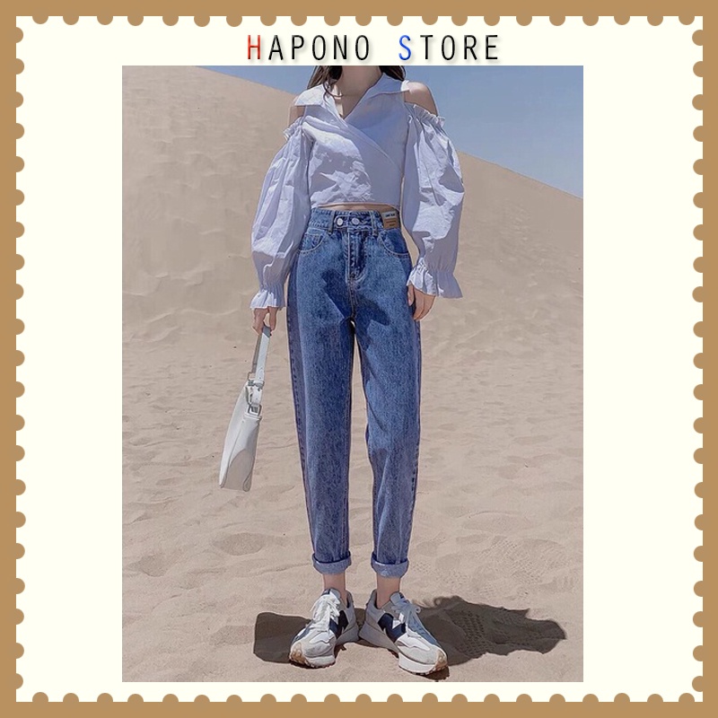 Quần jean bò baggy nữ jeans nữ chất vải dày xịn hàng Quảng Châu phong cách Hàn Quốc style hot năm 2022-HAPONO-J035