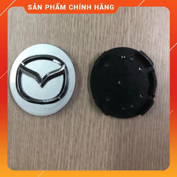 Logo chụp mâm, lazang bánh xe Mazda đường kính 57mm MAD57: Mầu Đen và Bạc SM