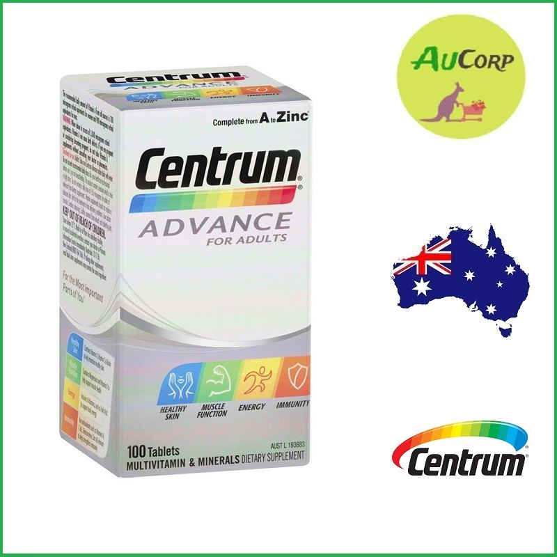 Vitamin tổng hợp cho Người Lớn - Centrum Advance For Adults  - ÚC - 100 viên - Dành cho người dưới 50 tuổi | Thế Giới Skin Care