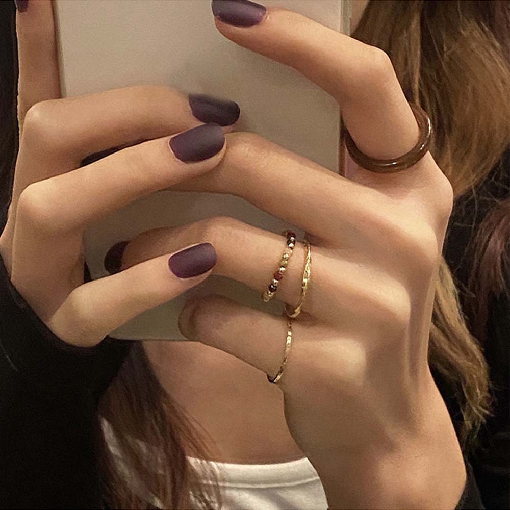 Bộ 4 nhẫn đính hạt nhựa acrylic nhiều màu đáng yêu thời trang cho nữ