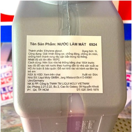 Nước Làm Mát Liqui Moly Coolant Ready Mix RAF 12 Plus 6924 1L - Nước Màu Đỏ Hồng Đã Pha Sẵn