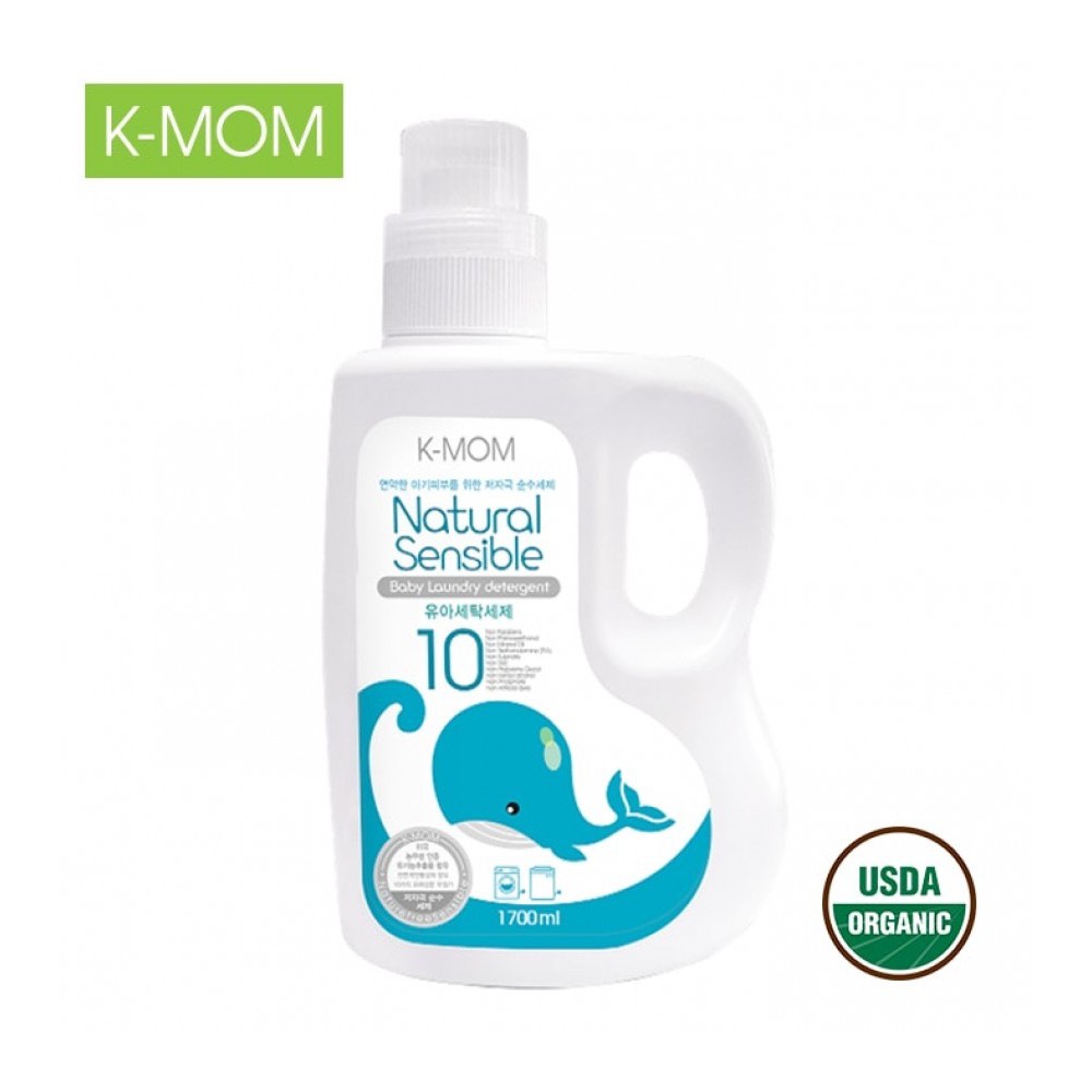 Nước giặt đồ sơ sinh với chiết xuất thảo mộc hữu cơ K-Mom Hàn Quốc (can 1700ml- túi 1300ml)