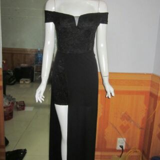 Đầm maxi phối ren trễ vai