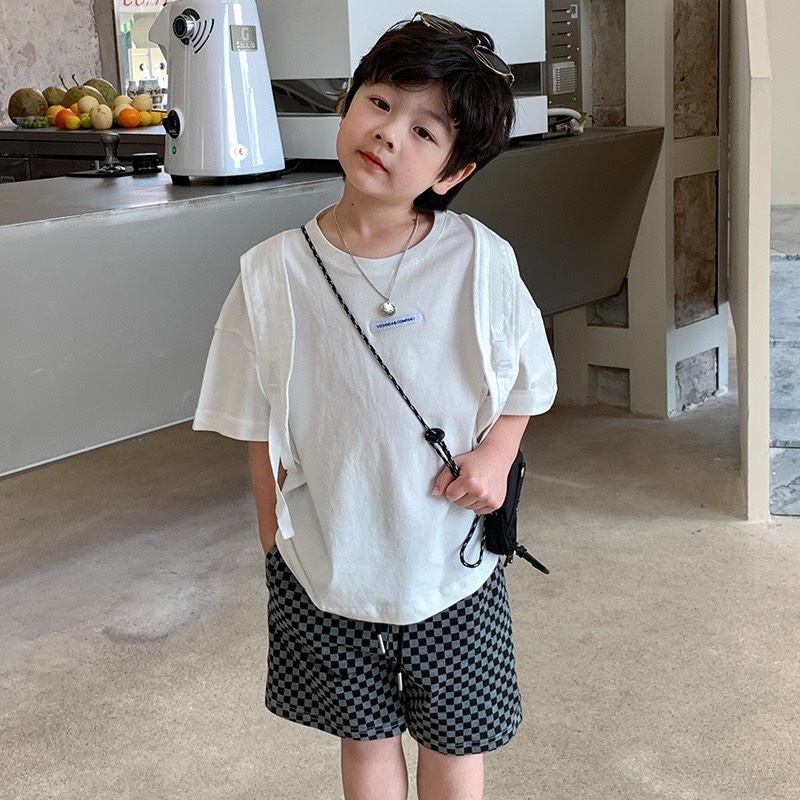 Áo thun Cotton ngắn tay mix dây đeo lạ mắt cho bé A903 [FORM TO HƠN 0,5 SIZE]