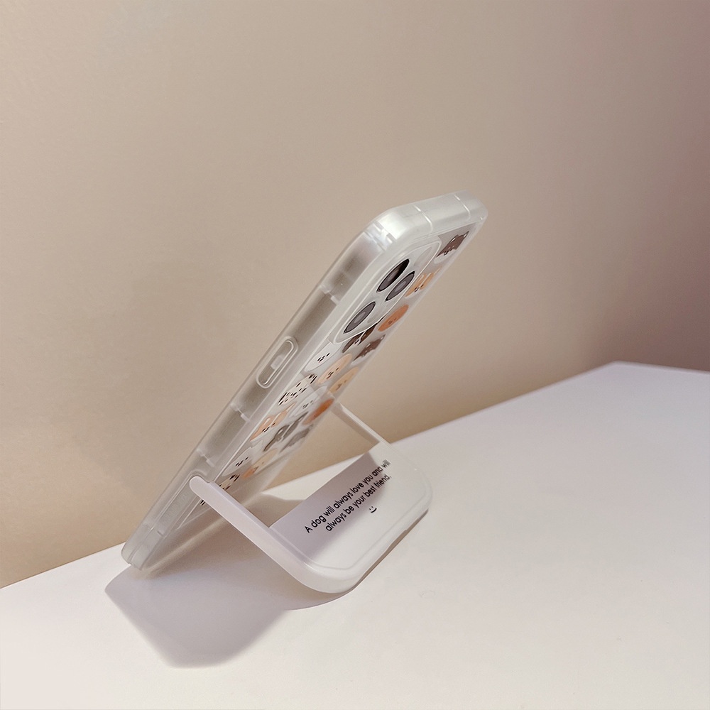 Ốp Điện Thoại Trong Suốt Họa Tiết Hoạt Hình Chú Chó Dễ Thương Kèm Giá Đỡ Cho Iphone 11 8 7 Plus SE2 XS XR 12 13 PRO MAX