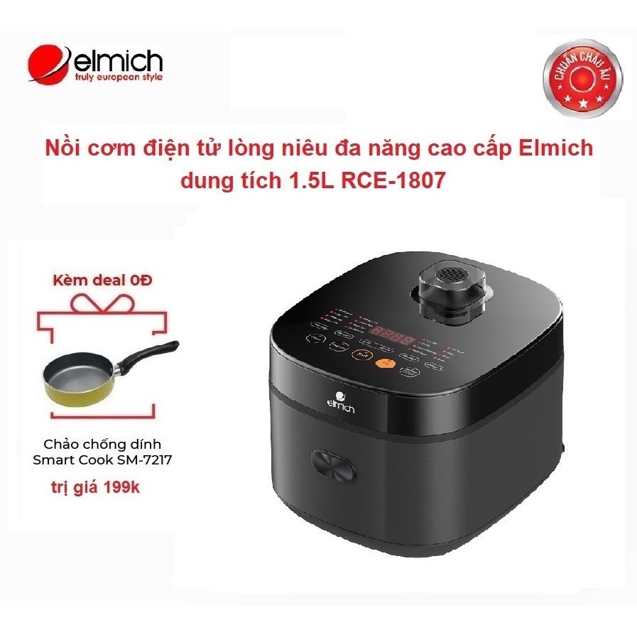 [Mã ELHADEV giảm 4% đơn 300K] Nồi cơm điện tử cao cấp đa năng Elmich 1,5L RCE-1807