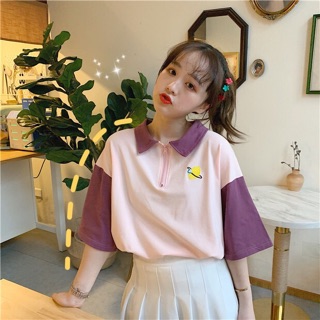 Áo polo tay phối màu