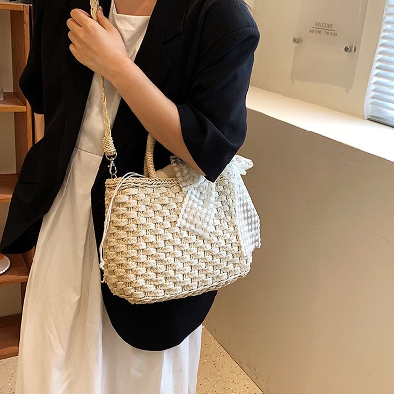 Túi xách IELGY đan rơm phong cách đi biển dành cho nữ