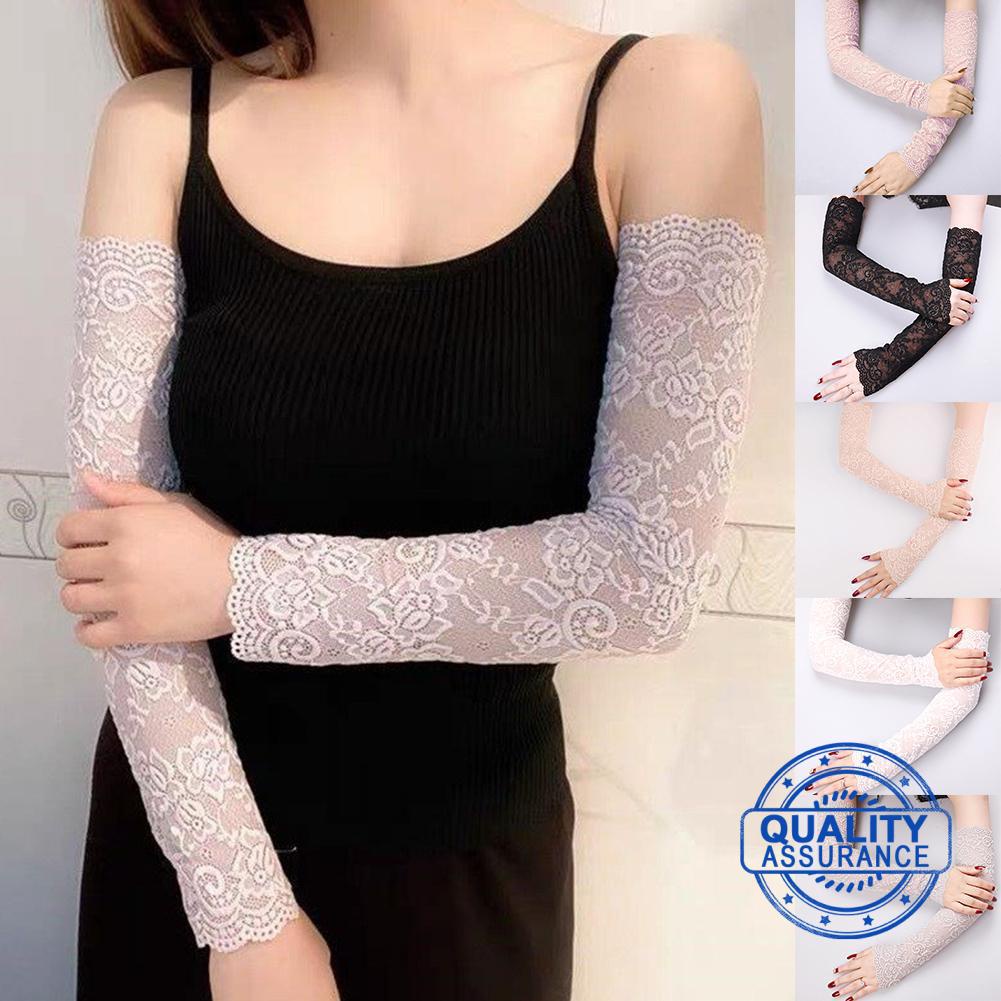 Găng Tay Dài Chống Nắng/ Tia UV Phối Ren Thời Trang Cho Nữ S4X0